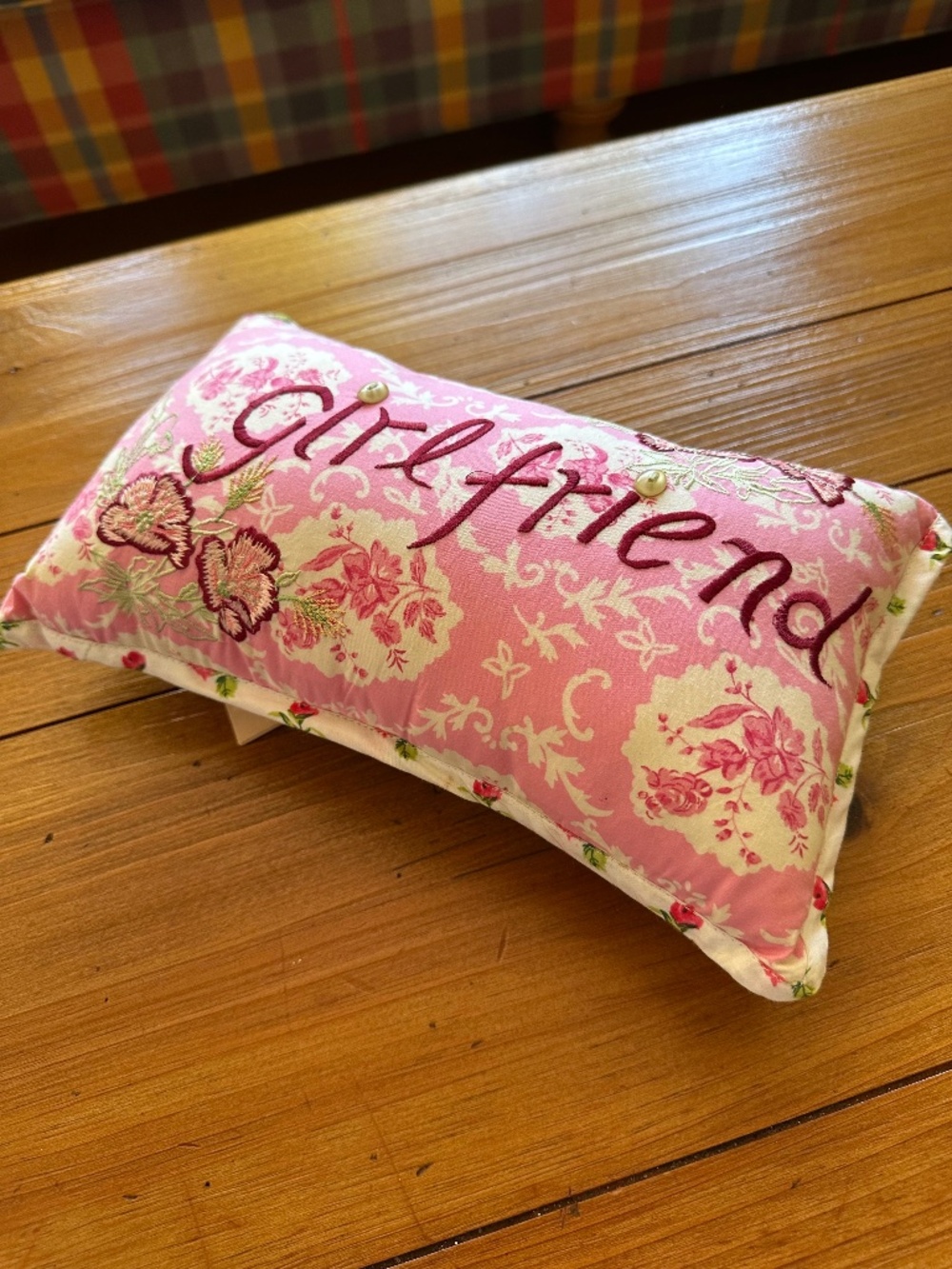 Girlfriend Pink Floral Pillow
